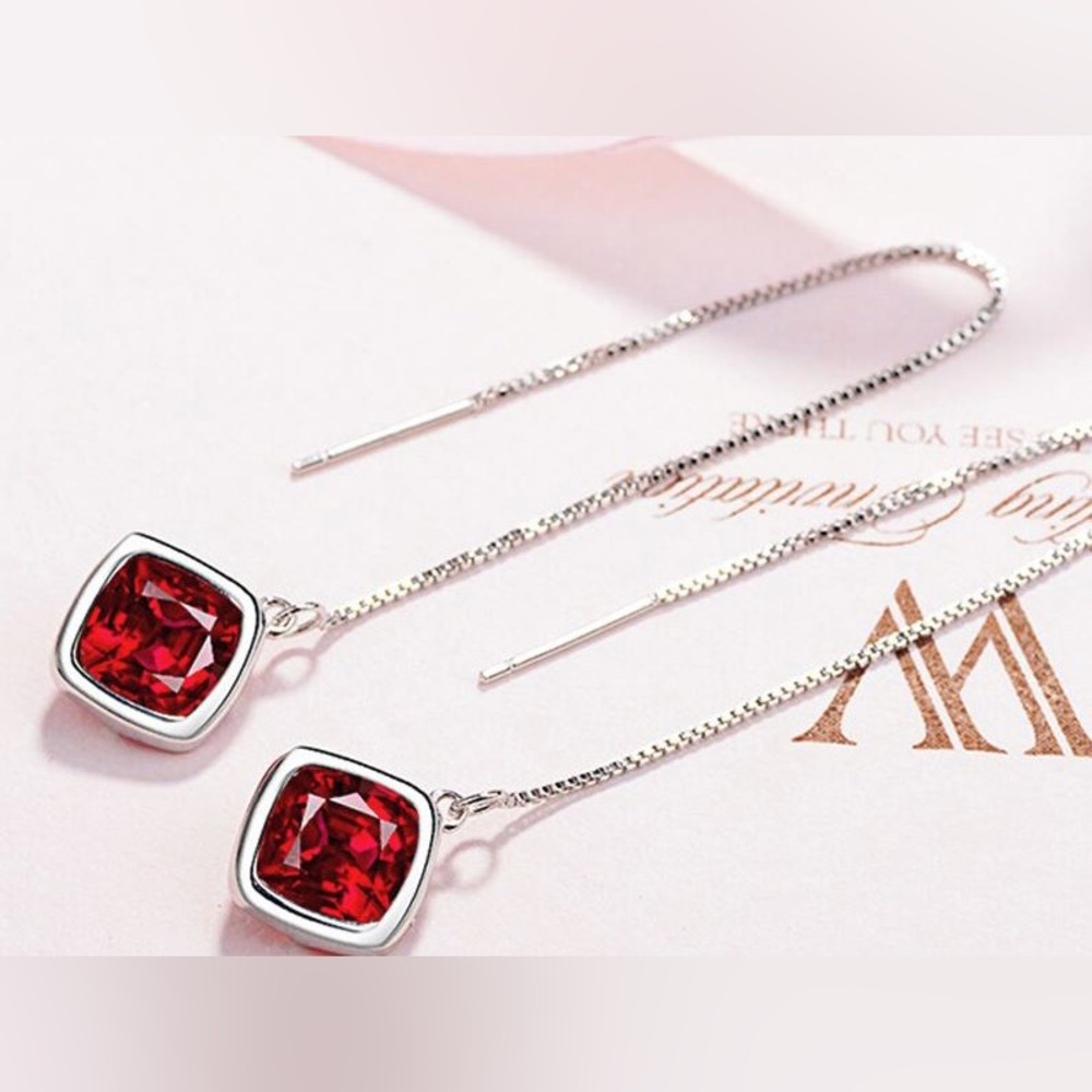 Red Jewel Long Chain Drops